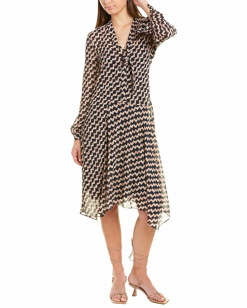 Theory Tie-Neck Drape Midi Dress Women Dresses 3 Theory Tie-Neck Drape Midi Dress Women Dresses