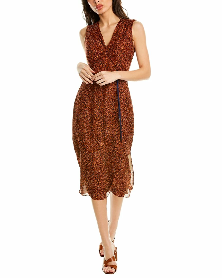 Theory Tie-Front Silk Midi Dress Women Dresses 3 Theory Tie-Front Silk Midi Dress Women Dresses