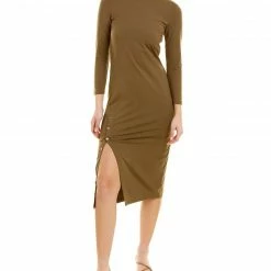 Theory Button Front Midi Dress Women Dresses