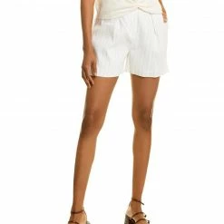 Theory High-Waist Pleated Linen-Blend Short Women Shorts