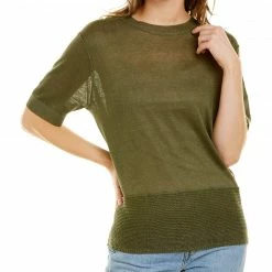 Theory Easy Linen-Blend T-Shirt Women Tops