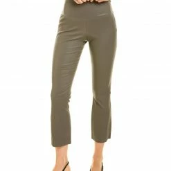 Theory Yoke Leather Cropped Flare Pant Women Pants
