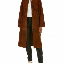 Theory Brent Leather Trench Coat Women Outerwear