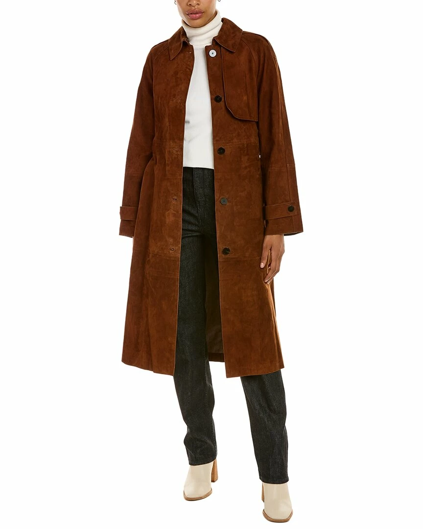 Theory Brent Leather Trench Coat Women Outerwear 3 Theory Brent Leather Trench Coat Women Outerwear