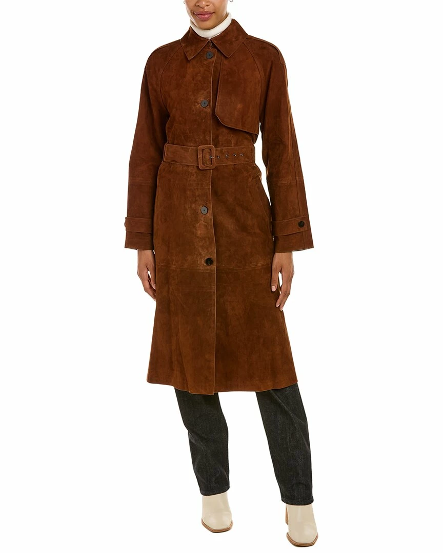 Theory Brent Leather Trench Coat Women Outerwear 5 Theory Brent Leather Trench Coat Women Outerwear - Image 3