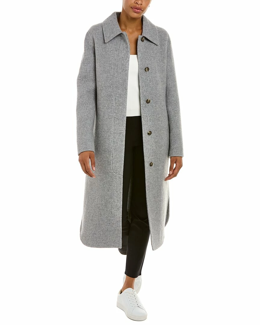 Theory Long Wool & Cashmere-Blend Coat Women Outerwear 3 Theory Long Wool & Cashmere-Blend Coat Women Outerwear