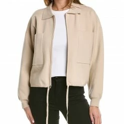 Theory Cropped Zip Wool-Blend Cardigan Women Sweaters & Knits