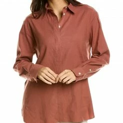 Theory Classic Menswear Linen-Blend Shirt Women Tops
