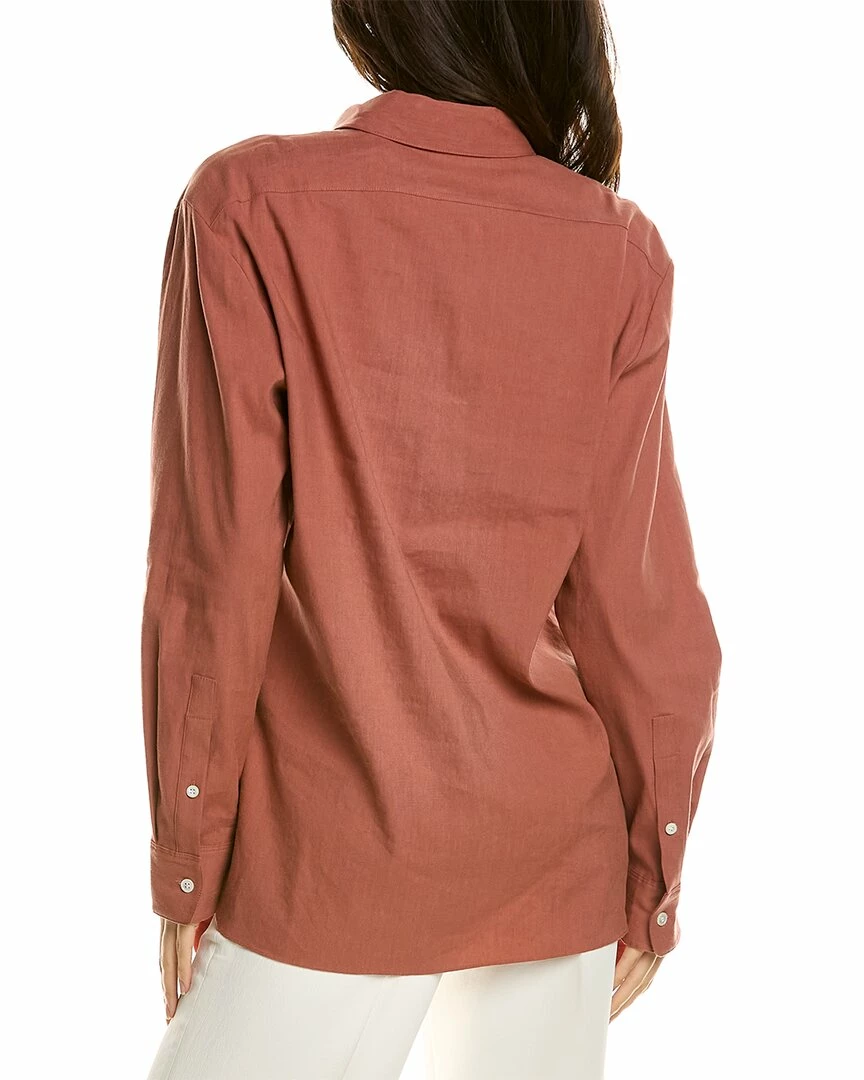 Theory Classic Menswear Linen-Blend Shirt Women Tops 4 Theory Classic Menswear Linen-Blend Shirt Women Tops - Image 2