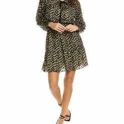 Theory Satin Burnout Silk-Blend Mini Dress Women Dresses