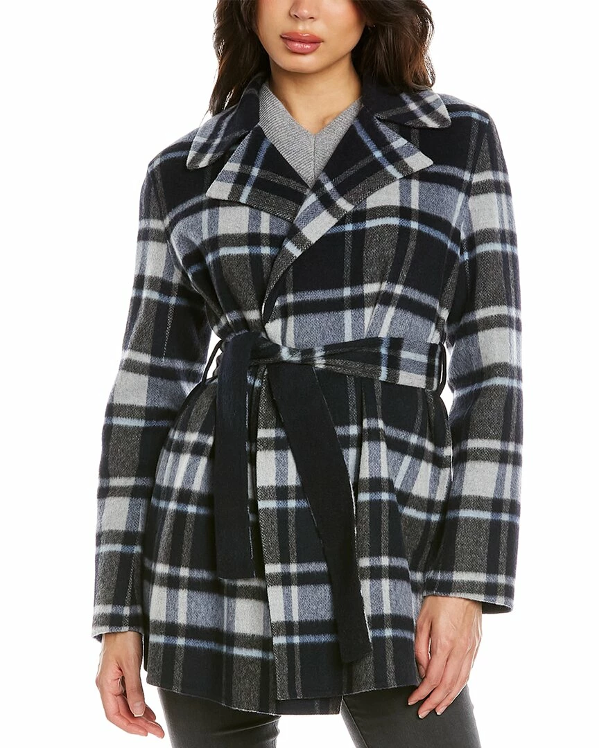 Theory Belted Overlay Wool-Blend Wrap Coat Women Outerwear 5 Theory Belted Overlay Wool-Blend Wrap Coat Women Outerwear - Image 3