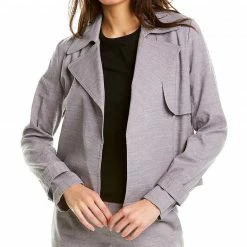 Theory Menefer Sharkskin Linen-Blend Jacket Women Outerwear