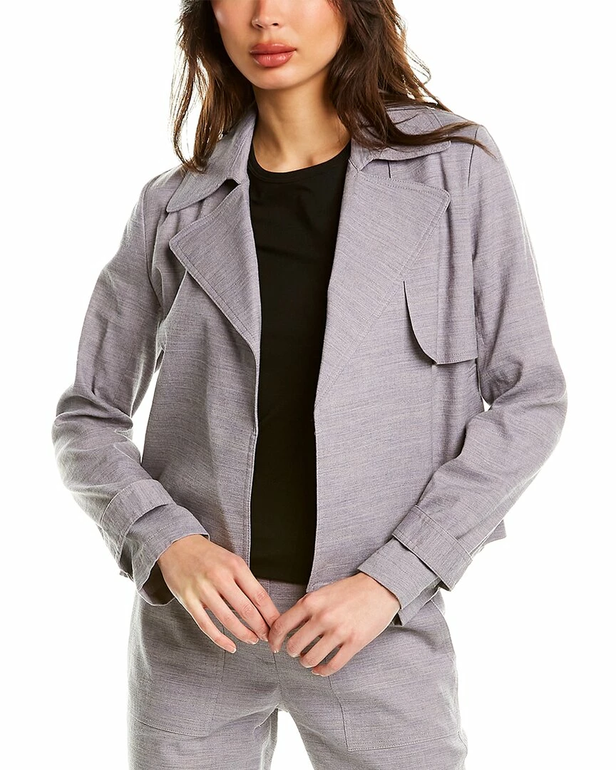 Theory Menefer Sharkskin Linen-Blend Jacket Women Outerwear 3 Theory Menefer Sharkskin Linen-Blend Jacket Women Outerwear
