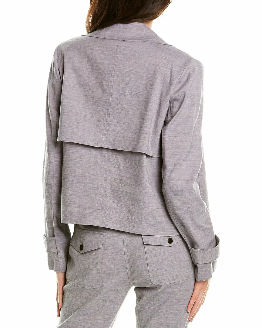 Theory Menefer Sharkskin Linen-Blend Jacket Women Outerwear 4 Theory Menefer Sharkskin Linen-Blend Jacket Women Outerwear - Image 2