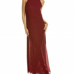 Theory Halter Silk-Trim Maxi Dress Women Dresses