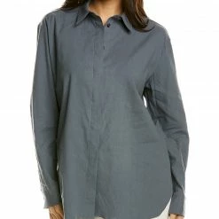 Theory Classic Menswear Linen-Blend Shirt Women Tops