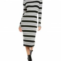 Theory Striped Wool-Blend Sweaterdress Women Dresses