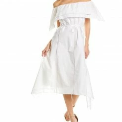 Theory Off-The-Shoulder Midi Dress Women Dresses