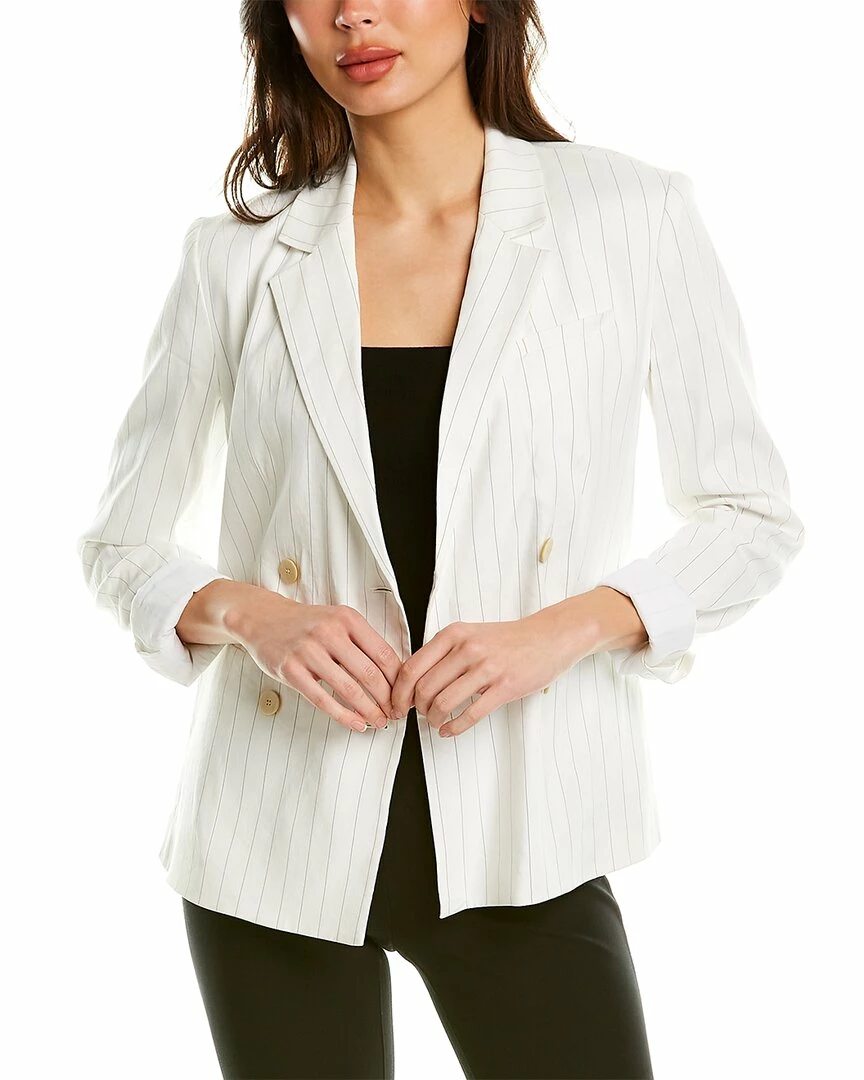 Theory Double-Breasted Linen-Blend Blazer Women Suits & Separates 3 Theory Double-Breasted Linen-Blend Blazer Women Suits & Separates